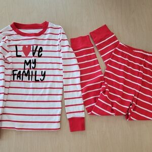 NWOT Carter's Red and White Striped Kids Pajamas Set Youth Size 6